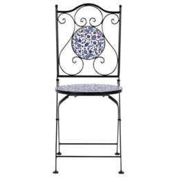 Beliani Set Of 2 Folding Garden Chairs Black Iron Frame Finish - thumbnail 1