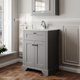 Hudson Reed Floor Standing Two Door Traditional Vanity Unit With 1 Tap Hole White Marble Top & Basin In Storm Grey, 620 X 470mm - thumbnail 4