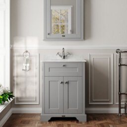 Hudson Reed Floor Standing Two Door Traditional Vanity Unit With 1 Tap Hole White Marble Top & Basin In Storm Grey, 620 X 470mm - thumbnail 2