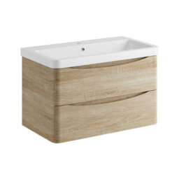 Affine 800mm Bathroom Vanity Unit Wall Hung Furniture Cabinet Basin Soft Close Oak - thumbnail 4