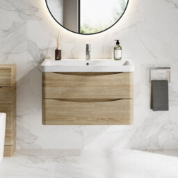 Affine 800mm Bathroom Vanity Unit Wall Hung Furniture Cabinet Basin Soft Close Oak - thumbnail 1