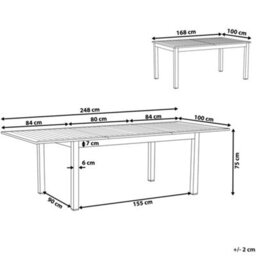 Beliani Extending Garden Dining Table Pancole 168/248 Cm 100 Cm Metal Grey - thumbnail 3