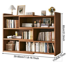 4-Tier Ret Retractable Bookcase With Adjustable Width (30-50Cm) Space-Saving Mdf Corner Display Unit, Brown - thumbnail 2