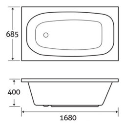 Plum&clay Martell Standard Acrylic Space Saver Bath (L)1680mm (W)700mm - thumbnail 2