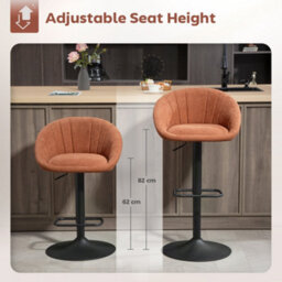 Homcom Swivel Bar Stools Set Of 2 Height Adjustable Bar Chairs Orange - thumbnail 4