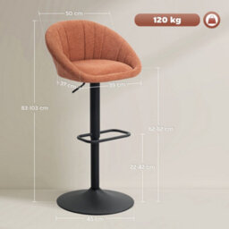 Homcom Swivel Bar Stools Set Of 2 Height Adjustable Bar Chairs Orange - thumbnail 3