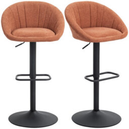 Homcom Swivel Bar Stools Set Of 2 Height Adjustable Bar Chairs Orange - thumbnail 2