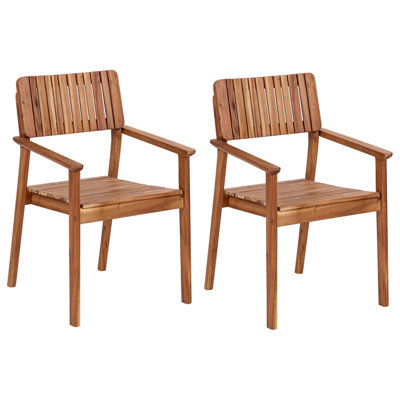 Beliani Set Of 2 Garden Chairs Agello Acacia Wood Brown