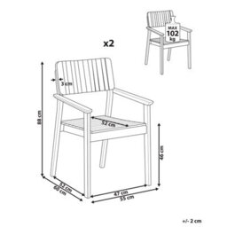Beliani Set Of 2 Garden Chairs Agello Acacia Wood Brown - thumbnail 3