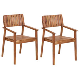 Beliani Set Of 2 Garden Chairs Agello Acacia Wood Brown - thumbnail 1