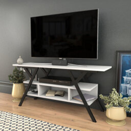 Decorotika Minerva Tv Stand Tv Unit For Tv's Up To 55 Inch Black And White - thumbnail 2