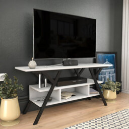 Decorotika Minerva Tv Stand Tv Unit For Tv's Up To 55 Inch Black And White - thumbnail 3