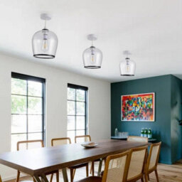Harper Living Easy Fit Pendant  Light Glass Shade With Bubbles, Matt Black Finish, E27/b22 Lamp Shade With Reducer Ring - thumbnail 4