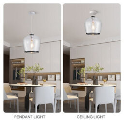 Harper Living Easy Fit Pendant  Light Glass Shade With Bubbles, Matt Black Finish, E27/b22 Lamp Shade With Reducer Ring - thumbnail 6