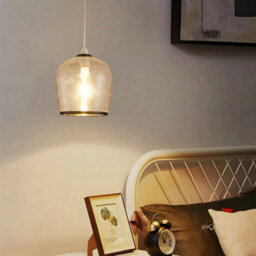 Harper Living Easy Fit Pendant  Light Glass Shade With Bubbles, Matt Black Finish, E27/b22 Lamp Shade With Reducer Ring - thumbnail 3