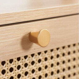 Bedside 2 Drawer Cabinet Brown Oak Rattan Birlea Croxley Nightstand Side Table - thumbnail 4