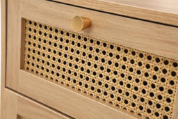 Bedside 2 Drawer Cabinet Brown Oak Rattan Birlea Croxley Nightstand Side Table - thumbnail 6