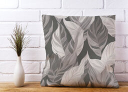 Warren Reed Designer Grey Floral Leaves Cushions 45Cm X 45Cm - thumbnail 2