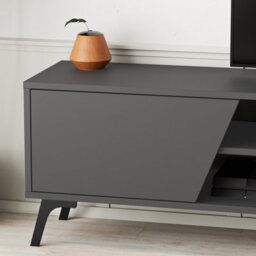"Decortie Fiona Modern Tv Unit Multimedia Cabinet With Storage Doors 75"" Anthracite Grey 180Cm" - thumbnail 5