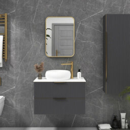 Royal Bathrooms Elmore 500 X 700mm Wall Mounted Bathroom Mirror Hanging Horizontal/vertical Brushed Brass Aluminium Framed Non-Led - thumbnail 4