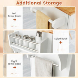 Costway Kitchen Island Storage Trolley Rolling Cart Cupboard 3 Deep Drawers 2 Doors - thumbnail 6