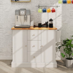 Costway Kitchen Island Storage Trolley Rolling Cart Cupboard 3 Deep Drawers 2 Doors - thumbnail 3