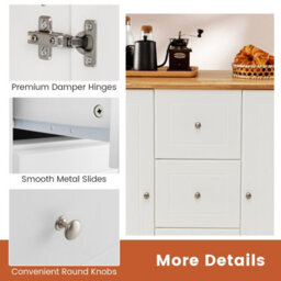 Costway Kitchen Island Storage Trolley Rolling Cart Cupboard 3 Deep Drawers 2 Doors - thumbnail 9