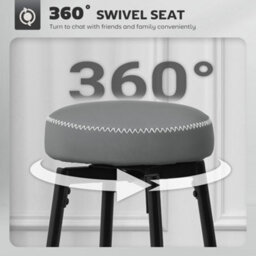 Homcom Bar Stools, Set Of 2 Pu Leather Swivel Barstools With Footrest - thumbnail 4