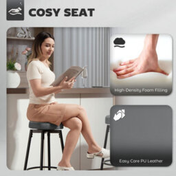 Homcom Bar Stools, Set Of 2 Pu Leather Swivel Barstools With Footrest - thumbnail 5