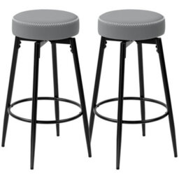 Homcom Bar Stools, Set Of 2 Pu Leather Swivel Barstools With Footrest - thumbnail 2