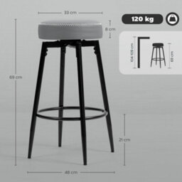 Homcom Bar Stools, Set Of 2 Pu Leather Swivel Barstools With Footrest - thumbnail 3