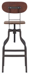 Lamboro Bolzano Single Vintage Kitchen Bar Stool, Powder Coated Legs, Height Adjustable Screw Swivel, Breakfast Bar & Home Barstool, Brown - thumbnail 5