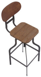 Lamboro Bolzano Single Vintage Kitchen Bar Stool, Powder Coated Legs, Height Adjustable Screw Swivel, Breakfast Bar & Home Barstool, Brown - thumbnail 6