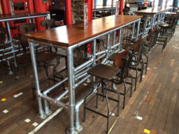 Lamboro Bolzano Single Vintage Kitchen Bar Stool, Powder Coated Legs, Height Adjustable Screw Swivel, Breakfast Bar & Home Barstool, Brown - thumbnail 9