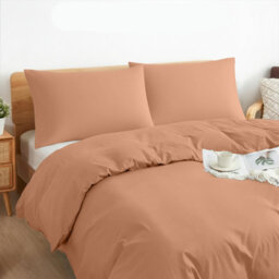 Aspire Homeware Plain Duvet Cover Set Soft Microfibre, Peach, Single (L)200Cm X (W)135Cm - thumbnail 2