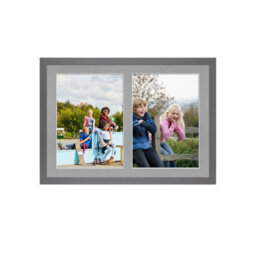 AK Frames 20X14 Dark Grey Sleek Multi Photo Frame With Silver Mount - Holds 2 Apertures (2X) A4 Photos - thumbnail 1