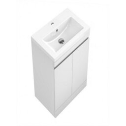 Sline 500mm Matte White Bathroom Vanity Unit  With Basin  Double Door Floor Standing Design Flat Packed - thumbnail 5