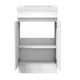 Sline 500mm Matte White Bathroom Vanity Unit  With Basin  Double Door Floor Standing Design Flat Packed - thumbnail 4