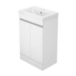 Sline 500mm Matte White Bathroom Vanity Unit  With Basin  Double Door Floor Standing Design Flat Packed - thumbnail 7