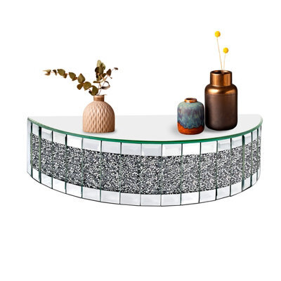 Crystals Crystal Mirrored Wall Floating Shelf Home Cosmetic Organiser Decor Wall Mounted - image 1