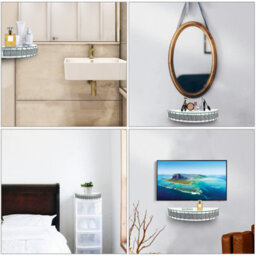 Crystals Crystal Mirrored Wall Floating Shelf Home Cosmetic Organiser Decor Wall Mounted - thumbnail 5