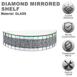 Crystals Crystal Mirrored Wall Floating Shelf Home Cosmetic Organiser Decor Wall Mounted - thumbnail 2