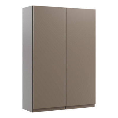 Westport Matt Stone Grey Bathroom Double Wall Cabinet (H)72Cm (W)49.5Cm - image 1
