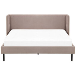 Beliani Bed Velvet Arette 160 X 200 Cm (Eu King Size) Taupe - thumbnail 4
