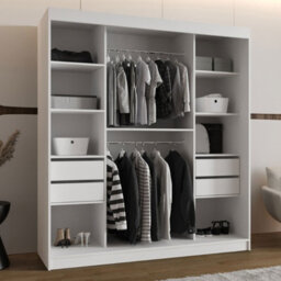 Selfie 180Cm Sliding Wardrobe 2 Door With Mirror Modern Bedroom And Living Room Storage Closet 180Cm Width Black - thumbnail 4