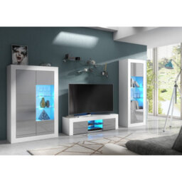 Creative Furniture Arcadia Display Cabinet 140Cm - White & Grey Gloss Doors - thumbnail 7