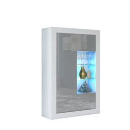 Creative Furniture Arcadia Display Cabinet 140Cm - White & Grey Gloss Doors - thumbnail 4