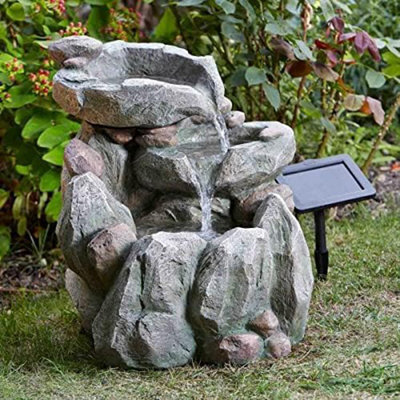 Modern Rock Fall Water Fountain - Solar Powered Resin Recycling Water Feature - image 1