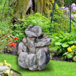 Modern Rock Fall Water Fountain - Solar Powered Resin Recycling Water Feature - thumbnail 5