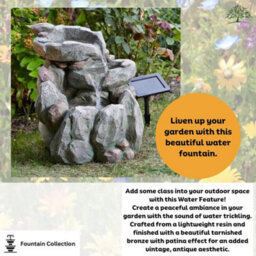 Modern Rock Fall Water Fountain - Solar Powered Resin Recycling Water Feature - thumbnail 4